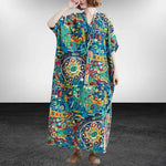 Boho Floral Maxi Dress – Cotton Linen V-Neck Summer Beach Wear - Evallys.com