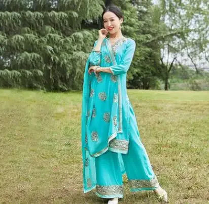 India Pakistan Punjabi Suit Set – Kurta, Dupatta & Pants for Women - Evallys.com