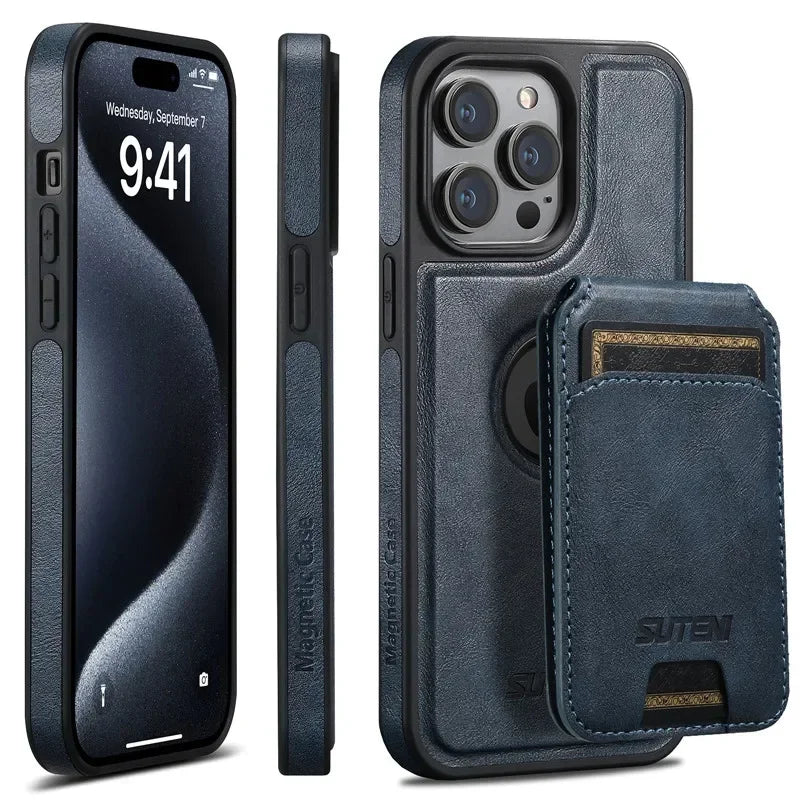 2 in 1 detachable With Magsafe Wireless Charging Wallet Leather Phone Case For iPhone 16 15 Pro Max 14 13 12Pro Magnetic Cover - Evallys.com