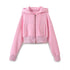 TRAF 2024 Spring Female Casual Hoodies Zipper Coats+Elastic Waist Baggy Pants 2 Pieces Set Elegant Loose Solid Pink Grey Pants - Evallys.com
