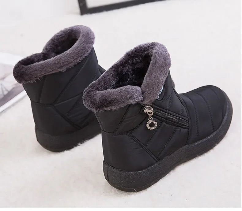 Women's Boots Women's Ankle Boots With Fur Winter Shoes Women Low Heels Winter Boots Snow Waterproof Botas Mujer Winter Footwear - Evallys.com