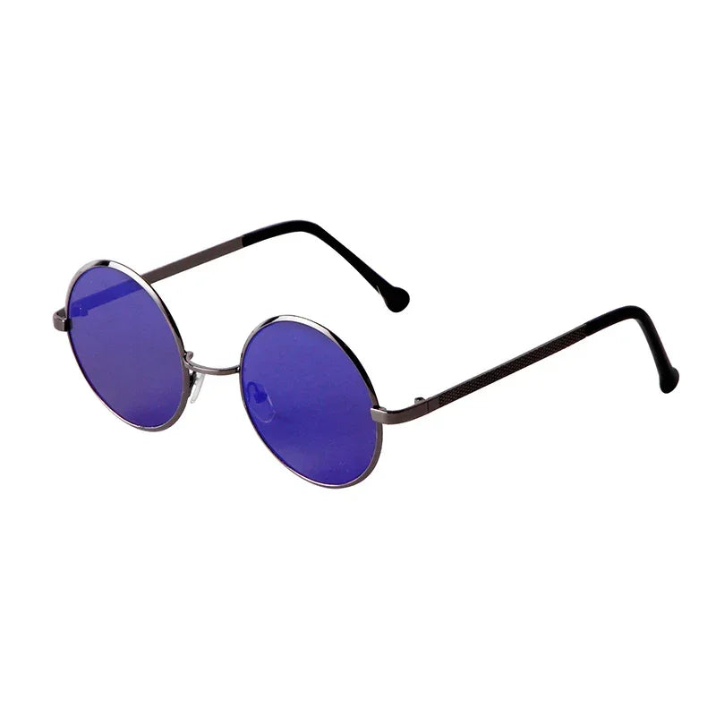Steampunk Small Round Sunglasses Men 2022 Brand Vintage Metal Mirror Film Women Sun Glasses Cool Circle Shade Eyewear Male UV400 - Evallys.com