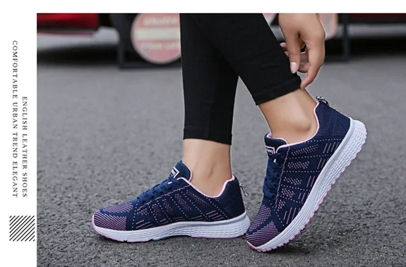 Women Casual Shoes Fashion Breathable Walking Mesh Flat Shoes Sneakers Women 2021 Gym Vulcanized Shoes White Female Footwear - Evallys.com