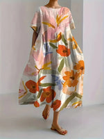 Floral Print Casual Loose Dress – Women’s Elegant Summer Beachwear - Evallys.com