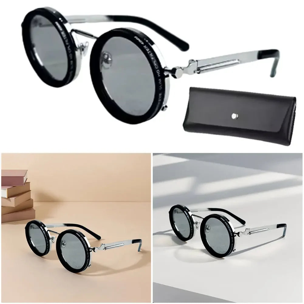 Adjustable 1-9 Sunglasses with ND Filter Lenses Fishing Rounded Polarized Glasses Fishing Filter Glasses for Men - Evallys.com