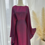 Eid Ramadan Batwing Butterfly Satin Abaya Dubai Luxury Muslim Kaftan Maxi Dress Women Kebaya Robe Caftan Marocain Femme Vestidos - Evallys.com