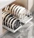 Pots and Pans Organizer Under Cabinet Sliding Pot Lid Storage Holder Kitchen Adjustable Slide Out Dish Pan Storage Rack Shelf