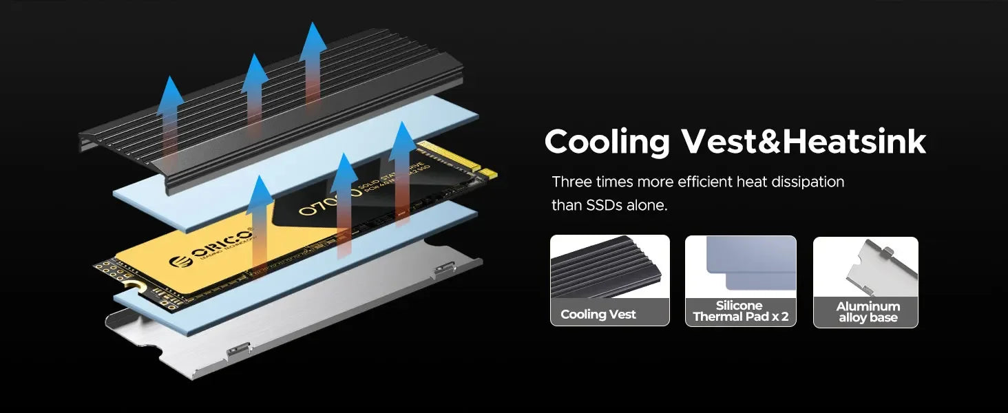ORICO PCIe4.0 M.2 NVMe SSD PS5 Gaming 7400MB/S Internal Solid State Drive M Key 2280 SSD for Content Creators 1TB/2TB/4TB O7000 - Evallys.com