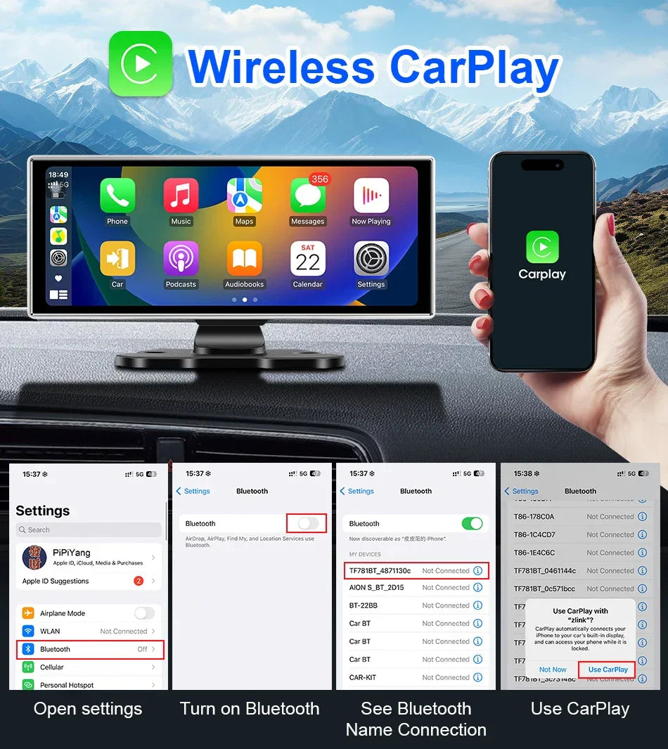 11.26 inch Car DVR 4K Dash Cam Dual Lens Wireless Carplay & Android Auto Video Recorder Monitor GPS Navigation 5G Wifi FM AUX - Evallys.com