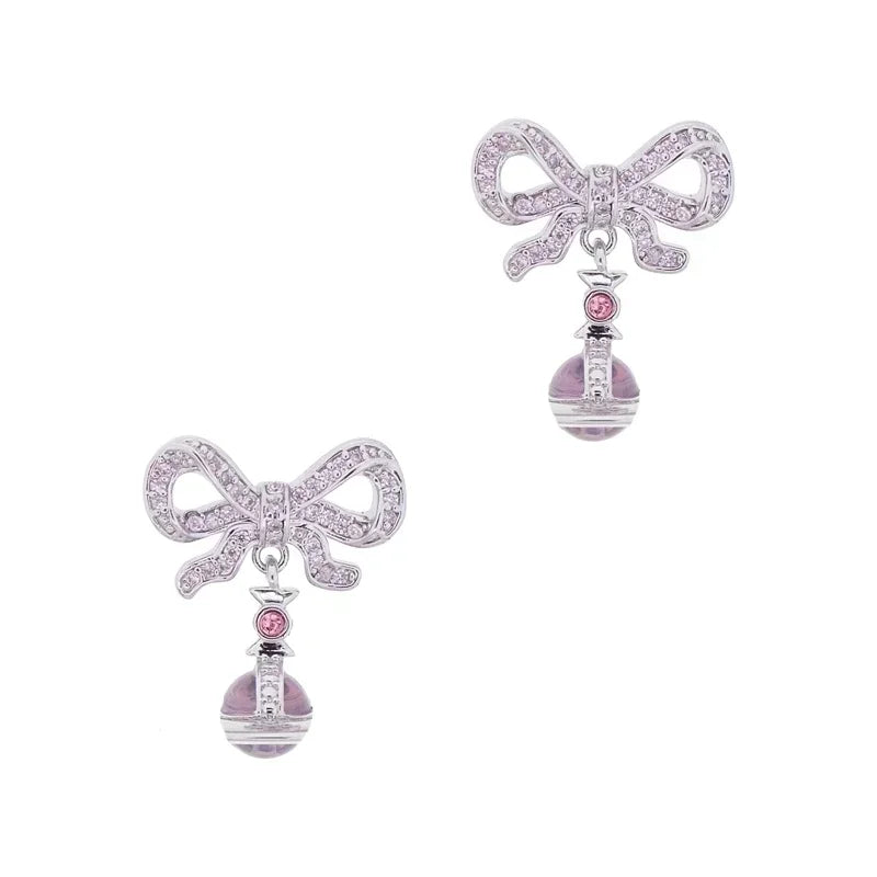 Star Boutique Jewelry Store Hot Selling S925 Silver Bow 3D Saturn Earrings Sweet Women's Jewelry - Evallys.com
