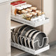 Pots and Pans Organizer Under Cabinet Sliding Pot Lid Storage Holder Kitchen Adjustable Slide Out Dish Pan Storage Rack Shelf
