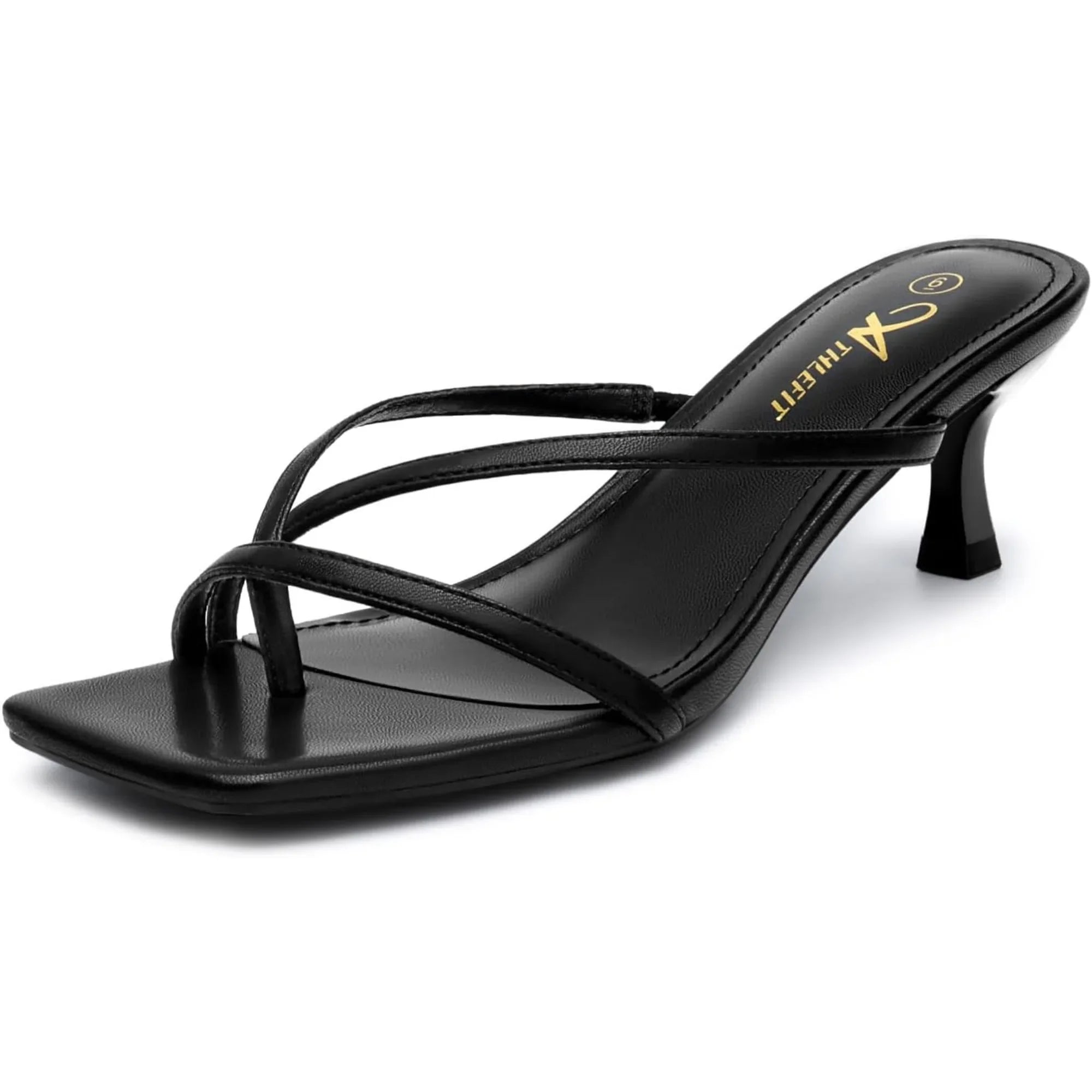 Women's Strappy Kitten Heels Flip Flops Square Open Toe Low Heels Fashion Party Dress Thong Heeled Sandals - Evallys.com
