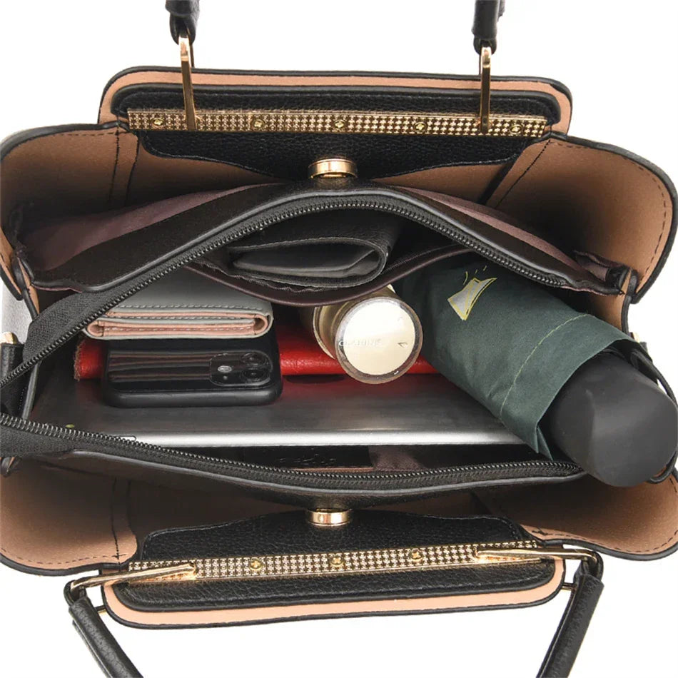 2024 Luxury Women Designer 3 Layers Shoulder Crossbody Sac Ladies Large Capacity Leather Handbags Shopper Brand Messenger Totes - Evallys.com