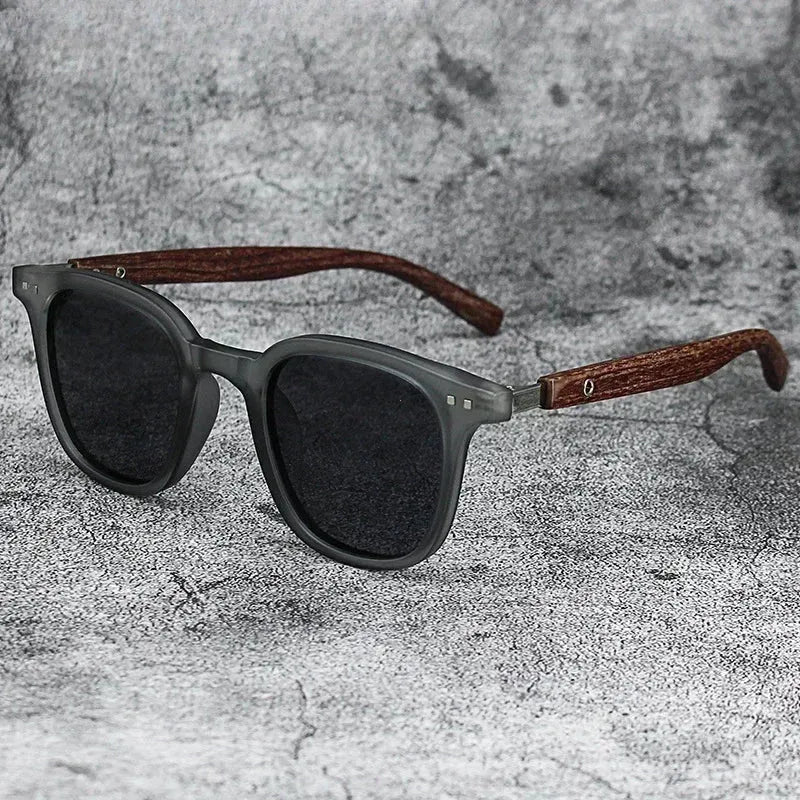 Sunglasses for Men Women's Trendy Retro Wood Grain Polarized UV Protection Eyewear Cycling Outdoor Street Photography - Evallys.com