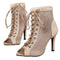 Women Mesh Sandals Breathable High Top Sandals Peep Toe Dance Shoes High Heel Summer Booties for Ballroom - Evallys.com