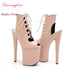 20cm/8Inches Sexy Pole Dance Shoes Women Catwalk Nightclub Strip Gladiator Sandals Lace-up Lady Suede Matte Short Booties