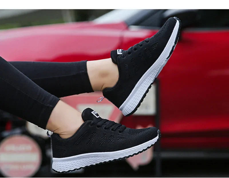 Women Casual Shoes Fashion Breathable Walking Mesh Flat Shoes Sneakers Women 2021 Gym Vulcanized Shoes White Female Footwear - Evallys.com
