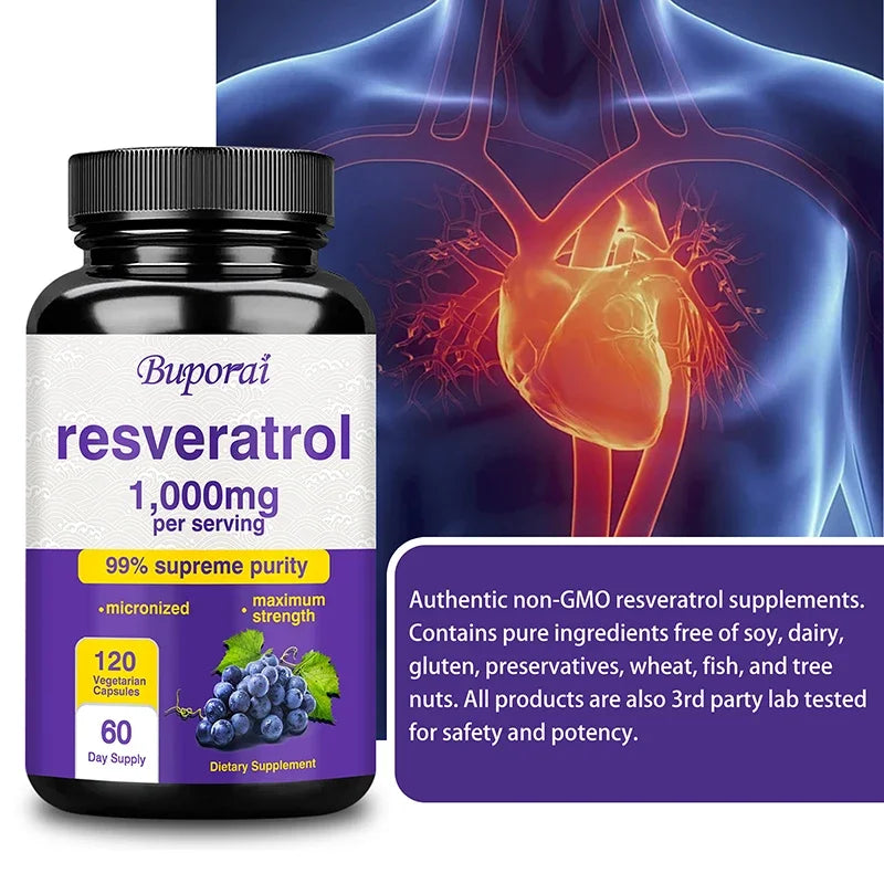 Resveratrol Supplement – Anti-Aging, Heart & Joint Support Capsules