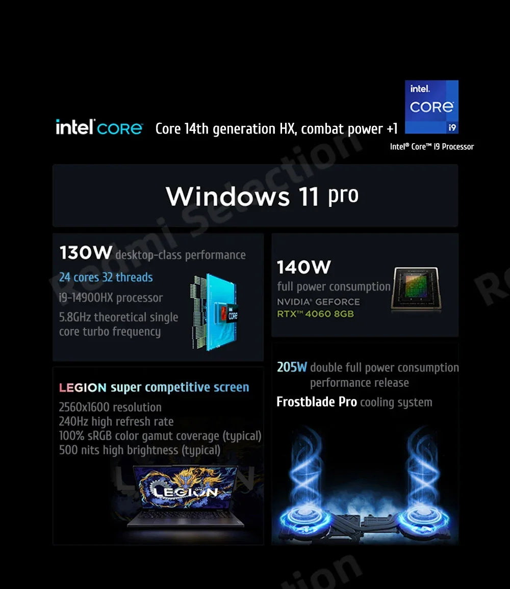Lenovo Legion Y9000P 2024 E-sports Gaming Laptop Intel Core i9-14900HX RTX 4060/RTX 4090 16 inch 2.5K 240Hz Game Notebook PC - Evallys.com