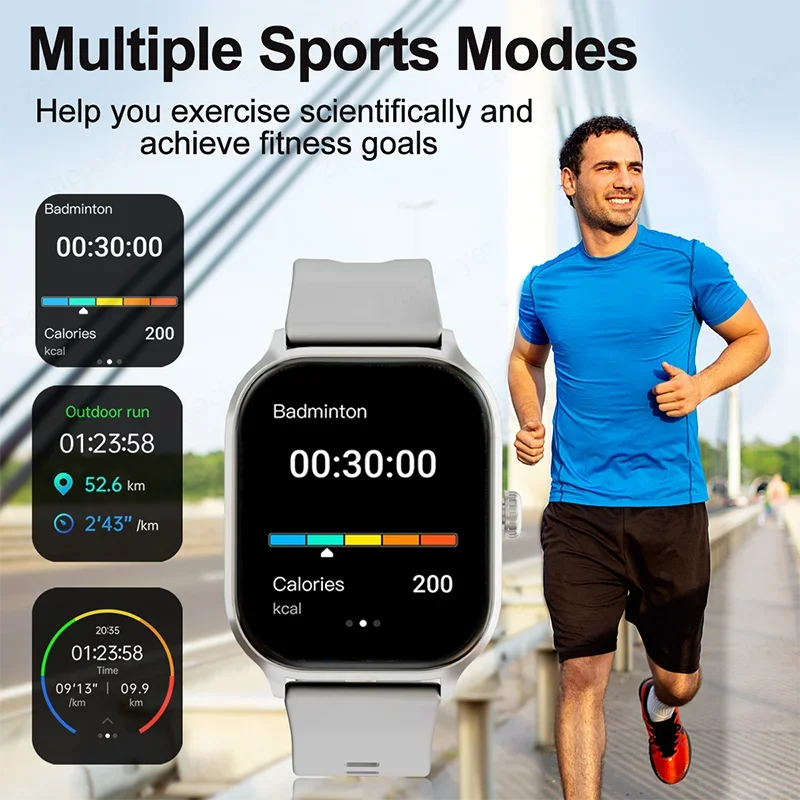 Smart watch, wireless calling/dial, multi-Sport mode, calling reminder and rejection, SMS reminder, for iPhone/Andriod - Evallys.com