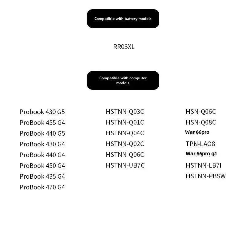 New RR03XL Laptop Battery for HP ProBook 430 435 440 450 455 470 G4 G5 HSTNN-PB6W HSTNN-UB7C HSTNN-LB71 851477-832 48Wh 3 Cells - Evallys.com