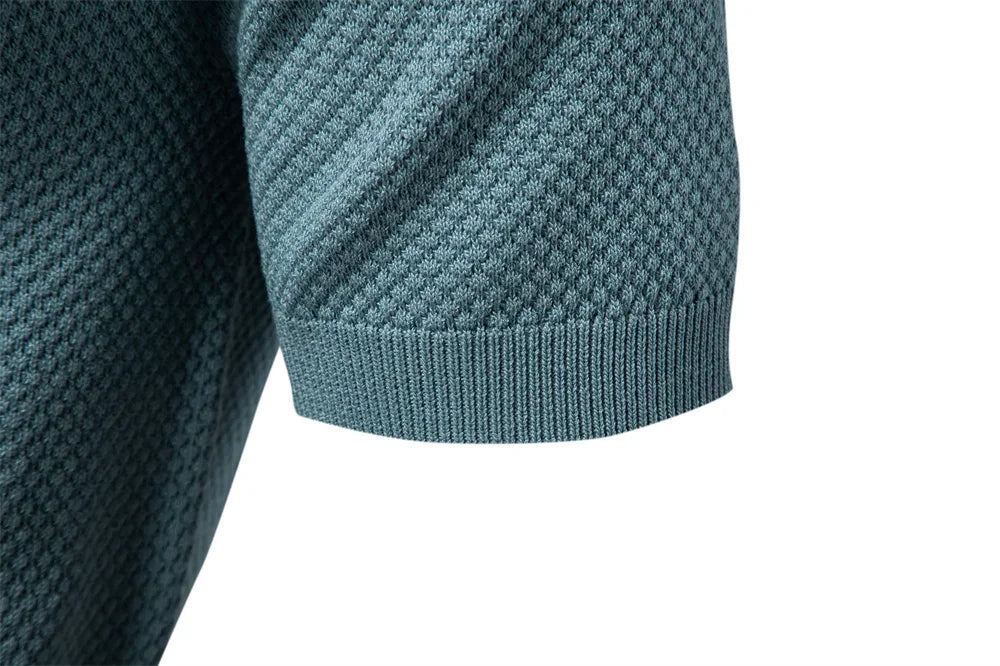 AIOPESON Men's Summer Breathable Polo Shirt Short Sleeve Solid Color Casual Polo Shirts for Men Lightweight Stretch Polo ﻿ - Evallys.com