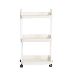 Plastic Rolling Utility Cart with Handle Storage Trolley for Office, Living Room, Kitchen, Movable Storage Organizer with Wheel