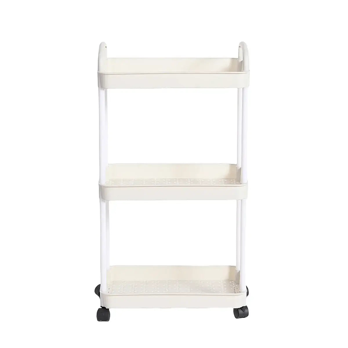 Plastic Rolling Utility Cart with Handle Storage Trolley for Office, Living Room, Kitchen, Movable Storage Organizer with Wheel