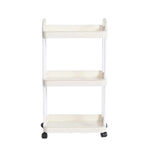 Plastic Rolling Utility Cart with Handle Storage Trolley for Office, Living Room, Kitchen, Movable Storage Organizer with Wheel