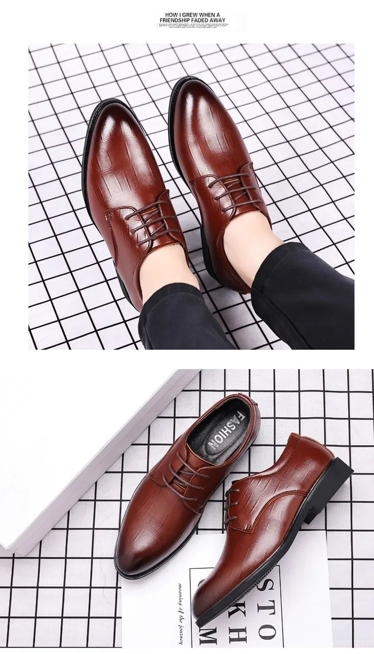 Mens Leather Dress Shoes Men's Formal Social Male Shoe Casual Business Pointed Toe Luxury Party Designer Shoes for Men - Evallys.com