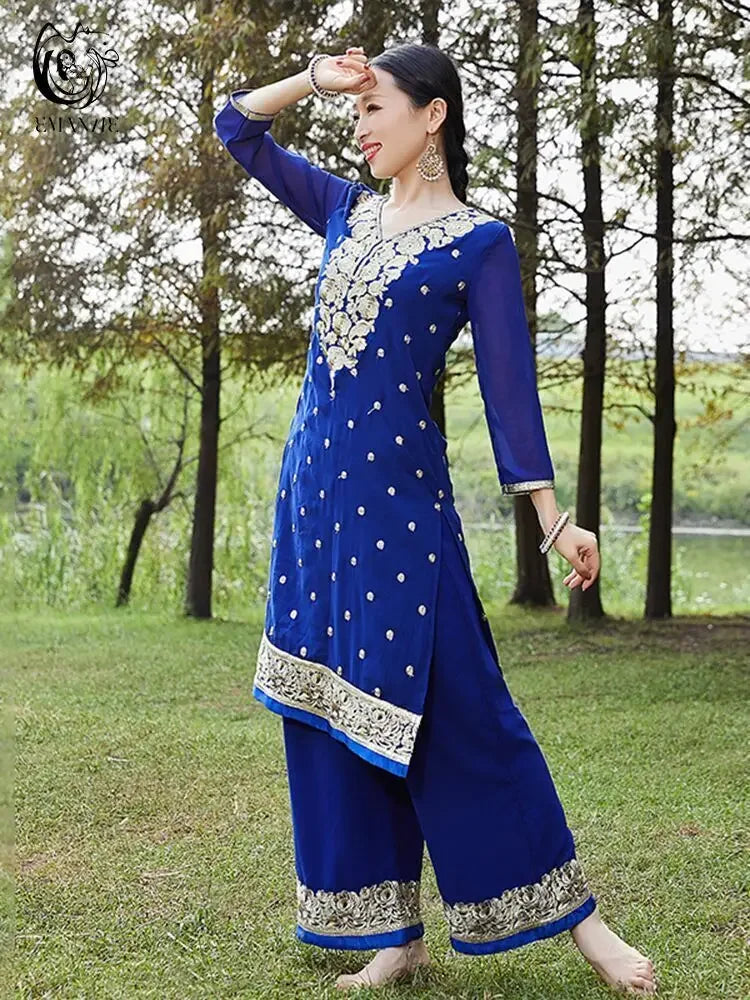 Exotic Indian Dance Dress – Ethnic Sari Style Two-Piece Set for Women - Evallys.com
