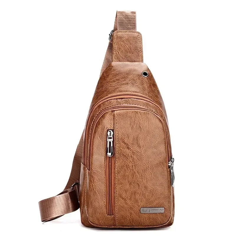 Men USB Charging Bag Men Chest Bag For Custom PU PVC Shoulder Bag Diagonal Package Messenger Travel Bag Cross Body Bags - Evallys.com