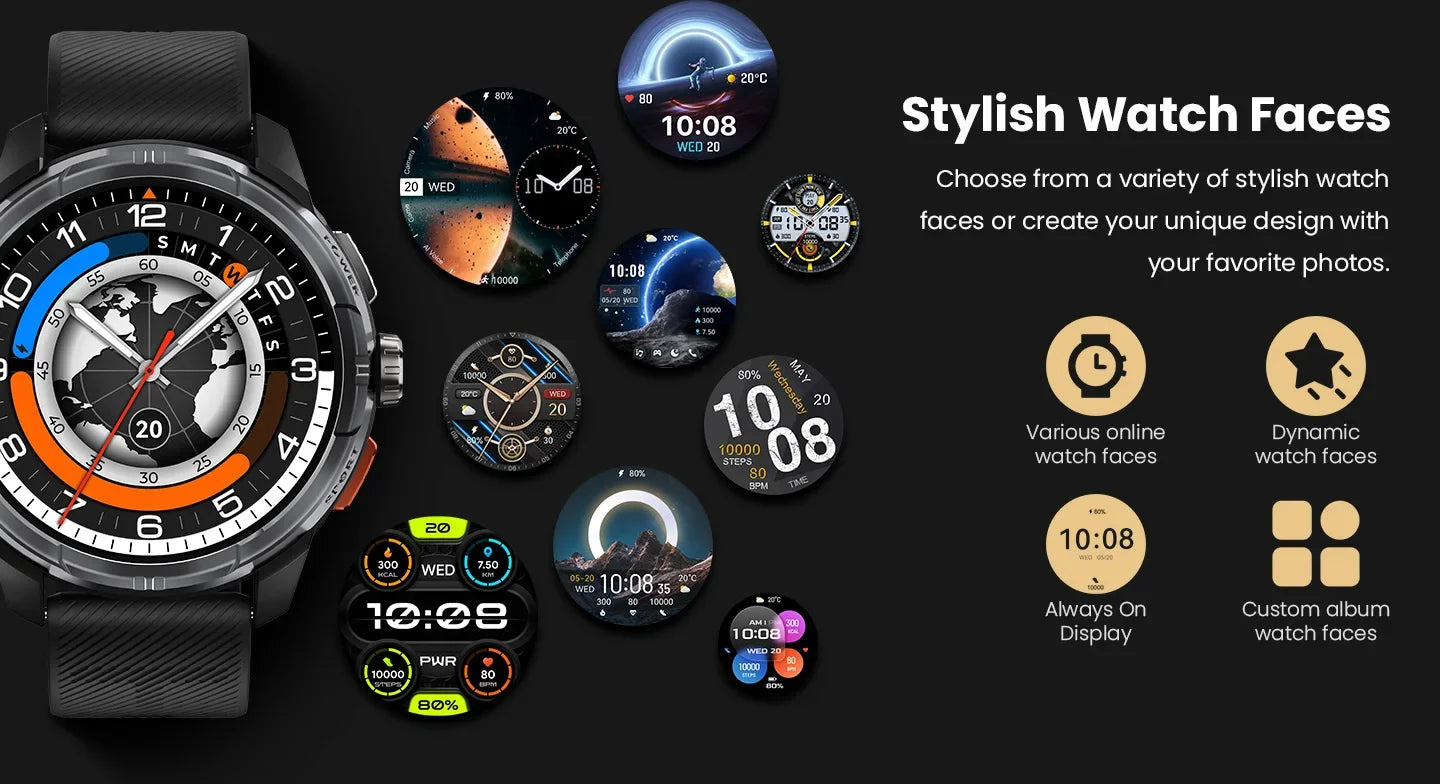 HAYLOU Solar Ultra GPS Smart Watch 1.6” AMOLED Display 60Hz Refresh Rate Bluetooth Calls 5ATM Water Resistance Sports Smartwatch - Evallys.com