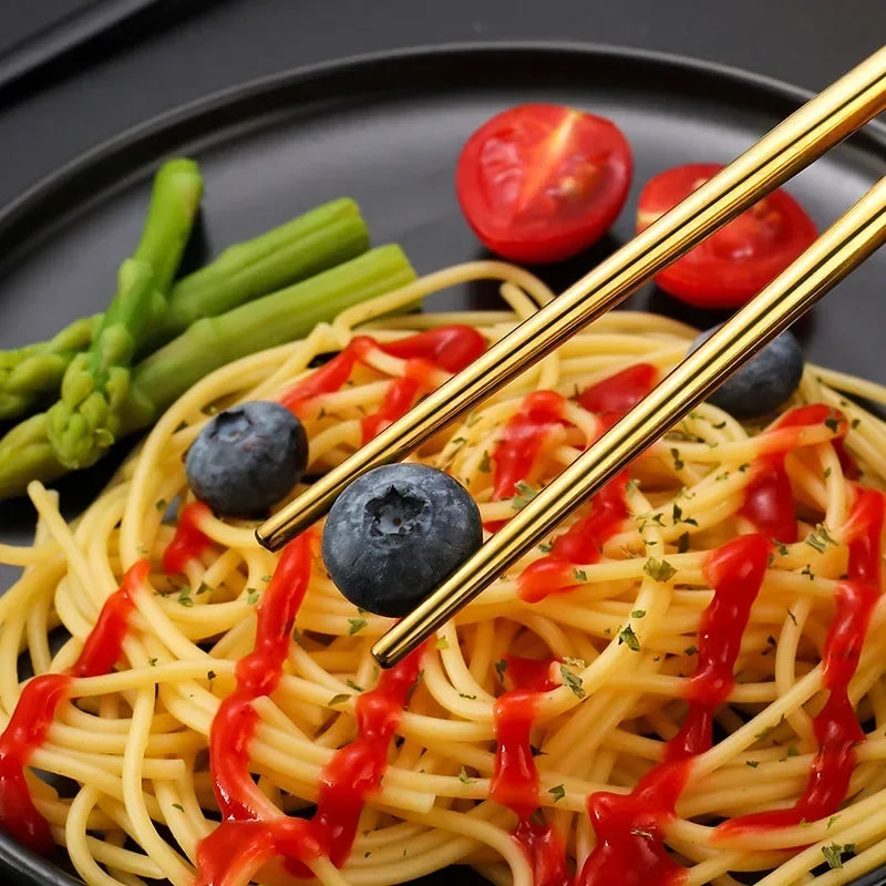 3 Pcs Dinnerware Set Stainless Steel Eco-friendly Spoon Fork  Chopsticks Travel Metal Cutlery Set Portable