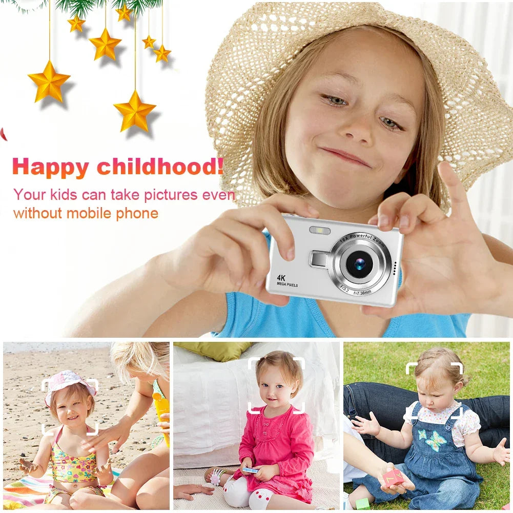 4K HD 1080P Digital Camera 96MP Autofocus Vlogging Camera 2.4 Inch IPS Screen Portable Vlogging Camera for Kids Adults Beginners - Evallys.com