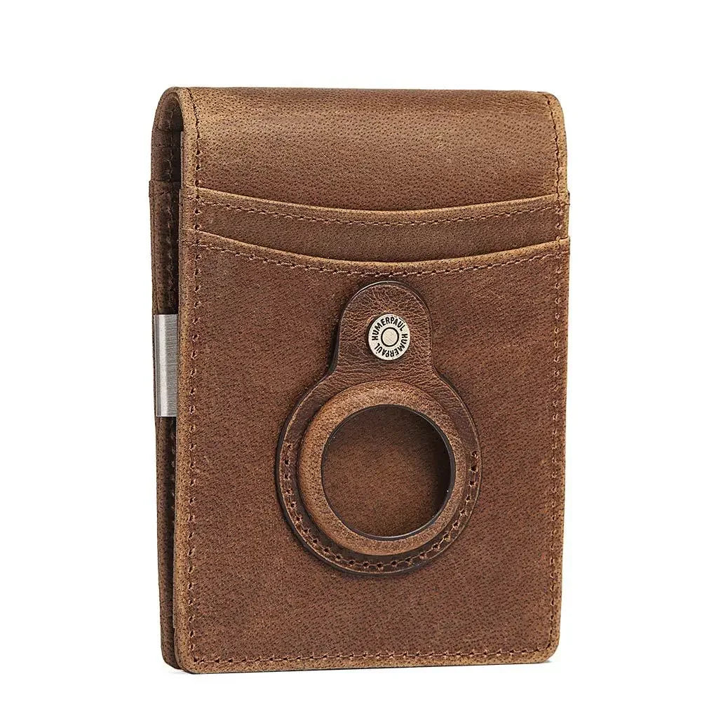 RFID Cowhide Leather Small Wallets AirTag high quality Man's Card Holders Short Wallets Money Clips Women - Evallys.com