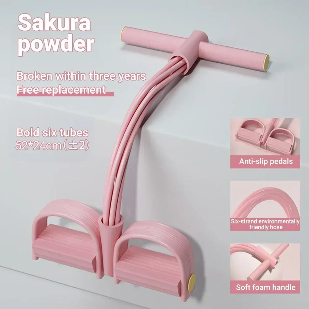 6-Tube Resistance Bands Yoga Pedal Puller Abdomen Waist Arm Training Elastic Pull Rope fitness Exercise At Alo yoga mujer - Evallys.com