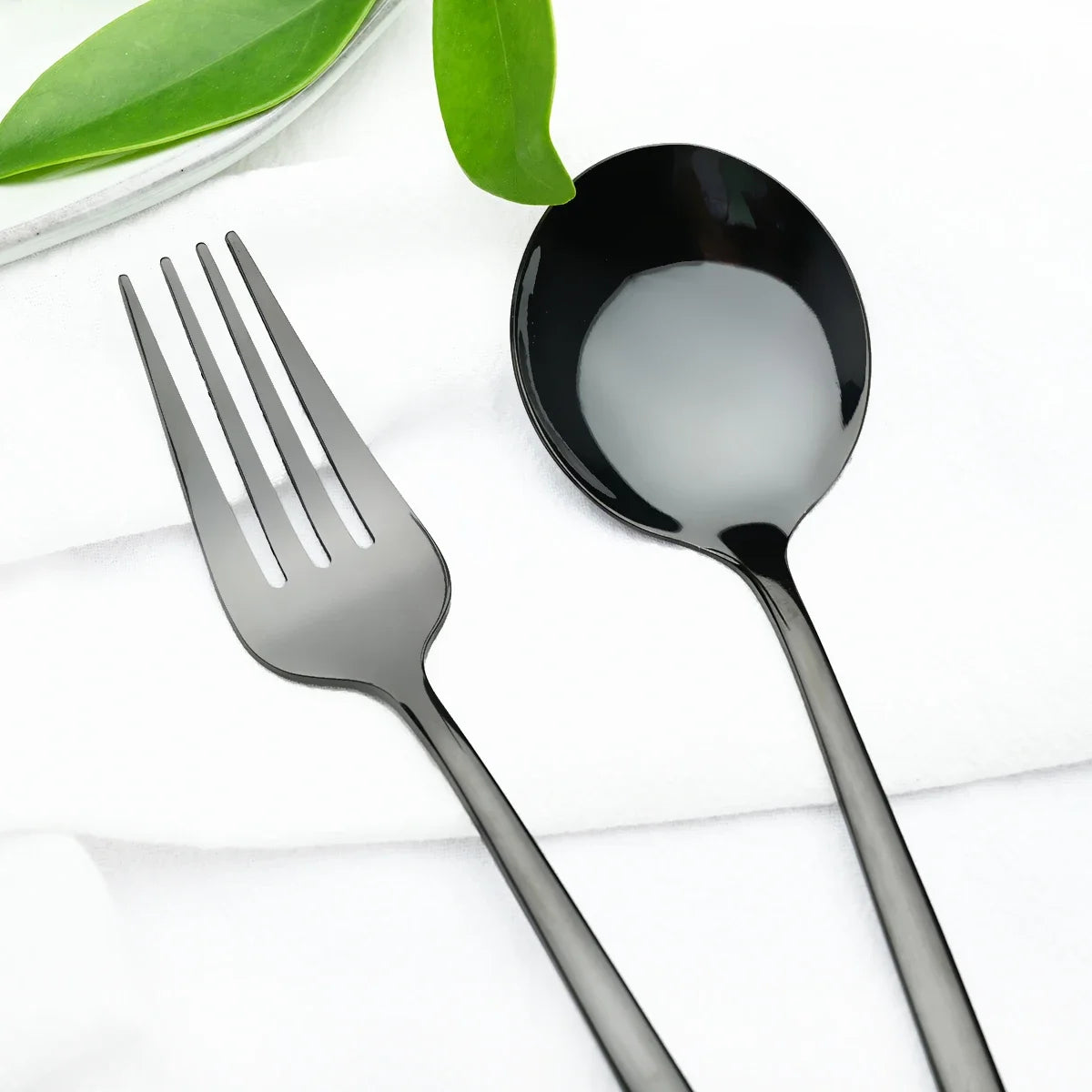 48pcs Black Gold Cutlery Set Knife Fork Coffee Spoon Dinnerware Stainless Steel Tableware Flatware Western Kitchen Silverware