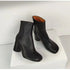 2024 Autumn Winter Soft Leather Split toe Tabi Women Ankle Boots Fashion Thick High heels Chunky Shoes Ins Style Short Booties - Evallys.com