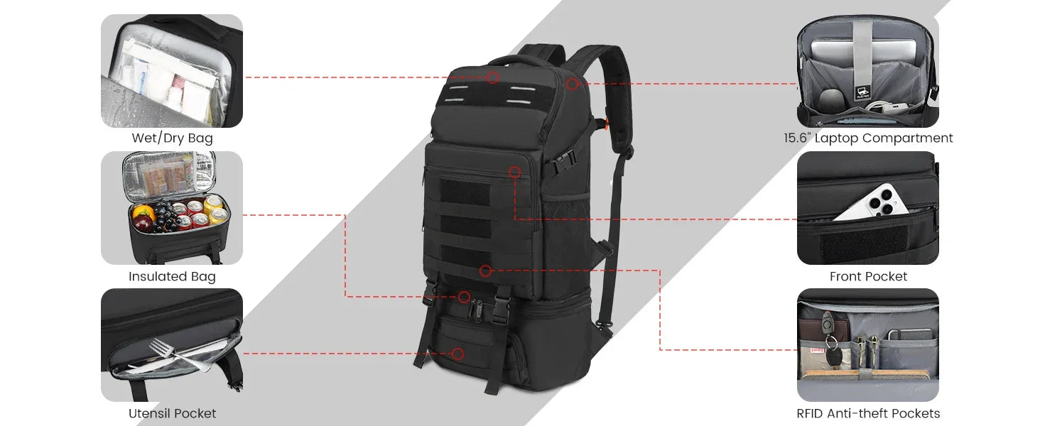 Insulated Laptop Backpack – Waterproof Cooler Bag with Lunch Box Holder - Evallys.com
