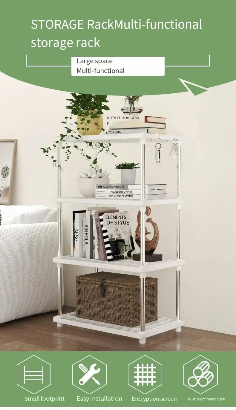 Four-Layer Multi-Functional Storage Rack Bathroom Living Room Organizing Rack Kitchen Bedroom Shelf Plastic Floor-Standing Storage Rack Bathroom Storage Storage Rack