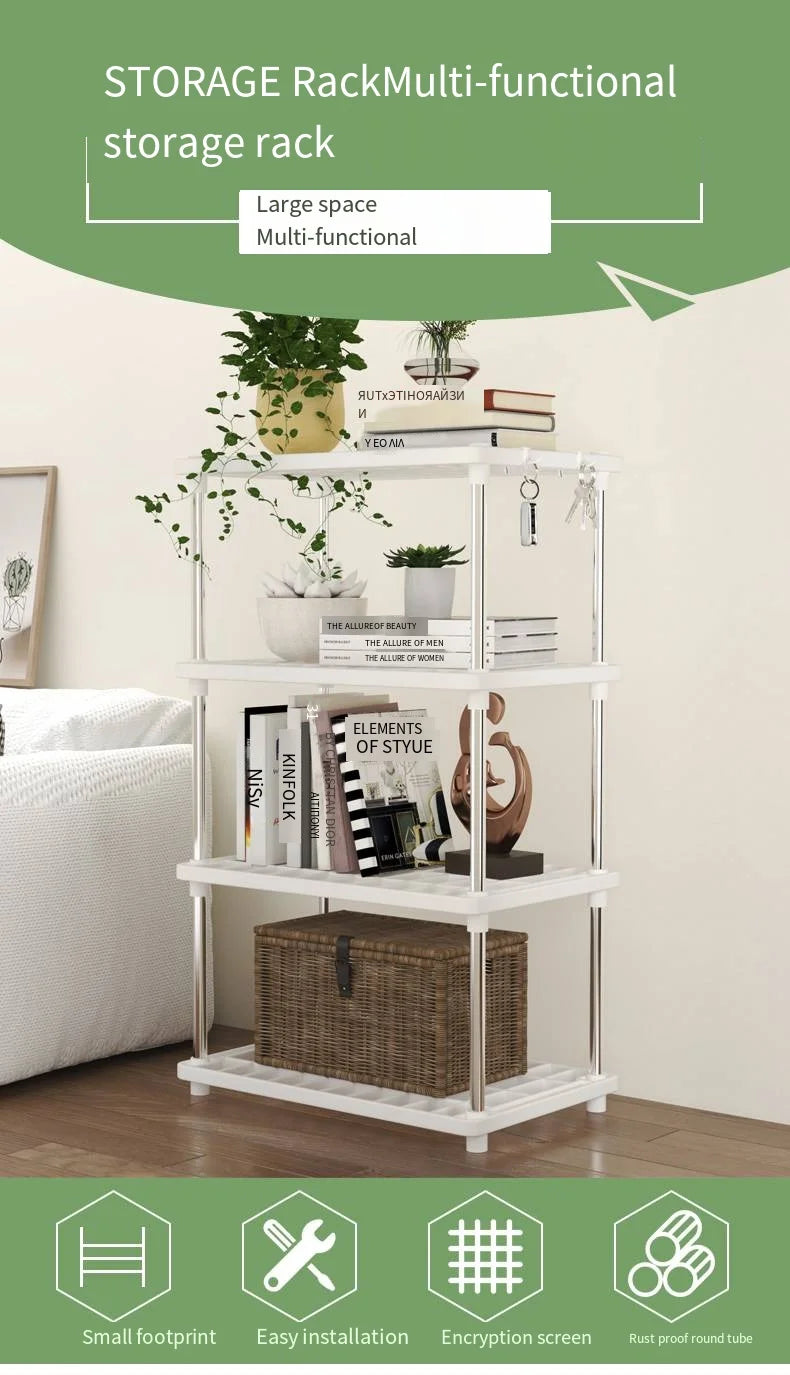 Four-Layer Multi-Functional Storage Rack Bathroom Living Room Organizing Rack Kitchen Bedroom Shelf Plastic Floor-Standing Storage Rack Bathroom Storage Storage Rack