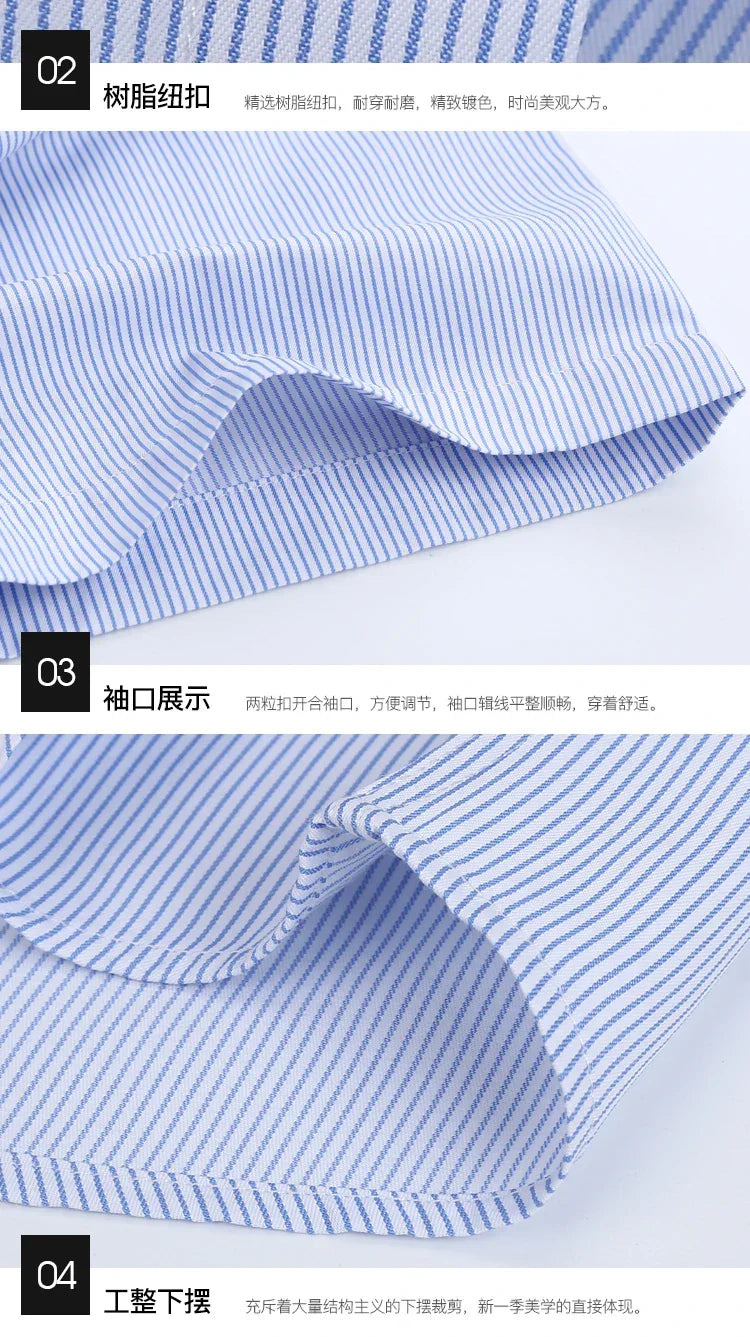 2022 Plus Size 8xL 7XL 6XL Men's Business Short Sleeve Fomal Shirts Man Striped Summer Work Dress Shirt Soft White - Evallys.com