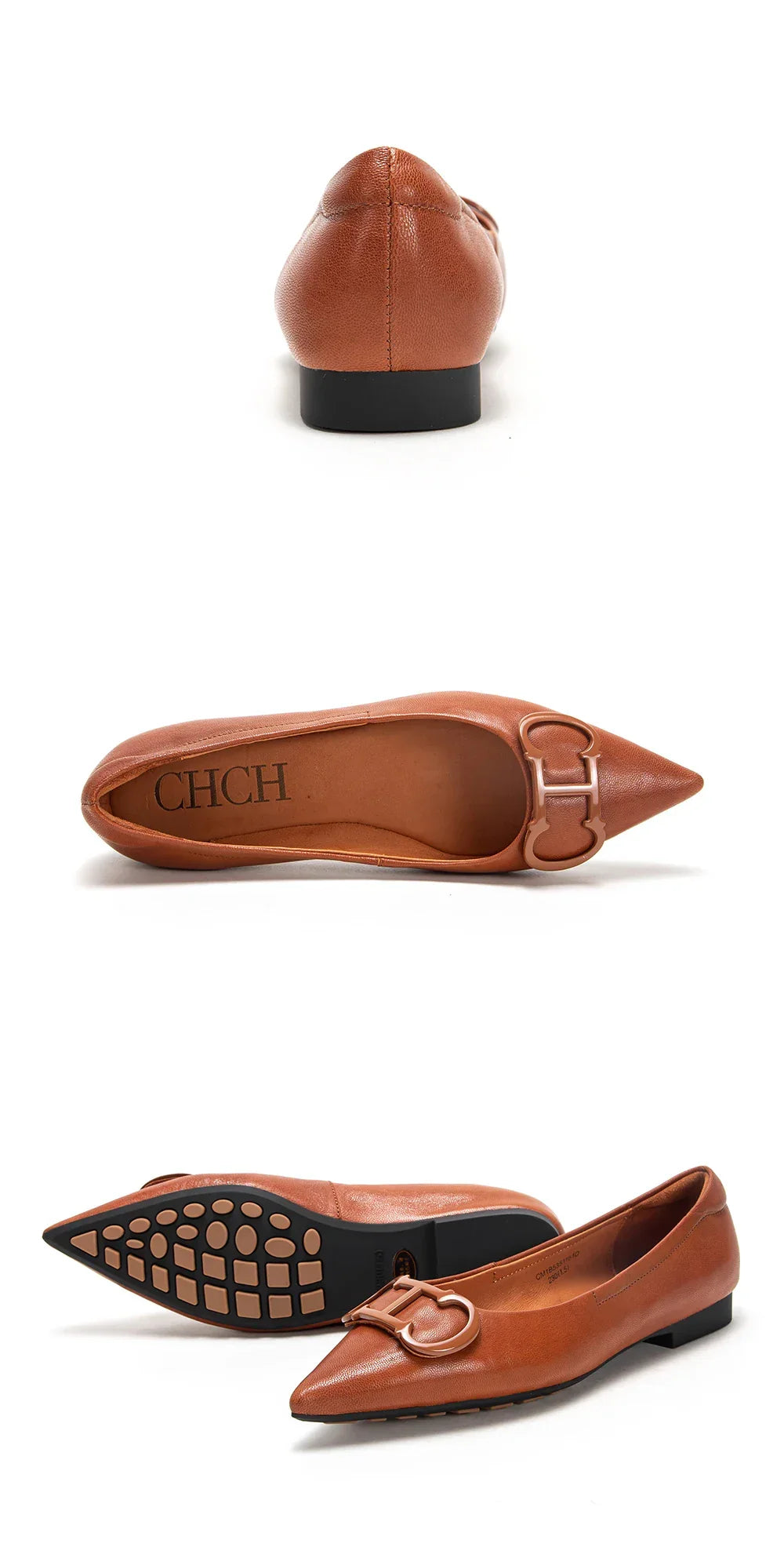 Women’s Retro Pointed Toe Flats – Classic PU Leather Office Shoes - Evallys.com