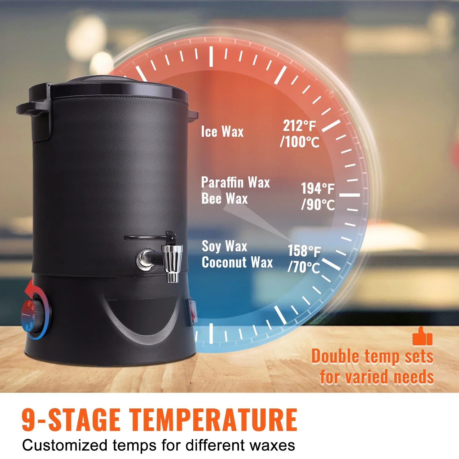 VEVOR 6.5L 10L Wax Melter for Candle Making Large Electric Wax Melting Pot Easy Pour Spout 9-Level Temperature Control - Evallys.com