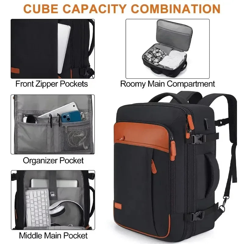 40L Expandable Laptop Backpack – Waterproof Travel & Business Bag - Evallys.com
