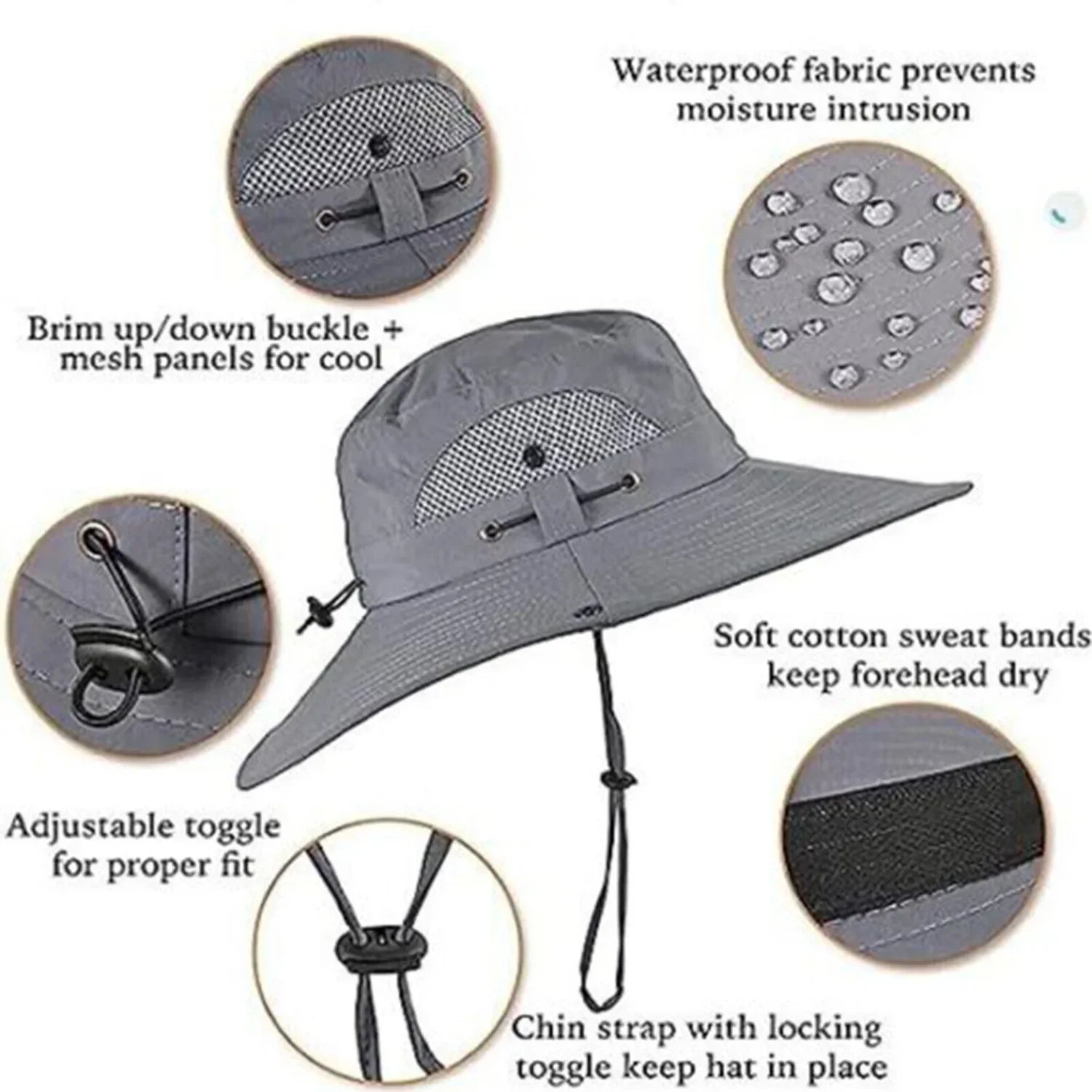 Solar Fan Sun Hat – Wide Brim Outdoor UV Protection Fishing Hat - Evallys.com