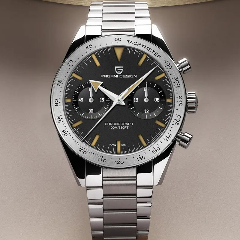 2024 New PAGANI DESIGN Retro Mens Watches Moon Quartz Watch For Men Speed Sports Chronograph AR Sapphire VK64 Clock Reloj Hombre - Evallys.com