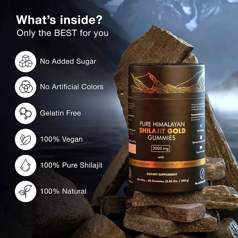 Himalayan Shilajit Gummies 3000mg with Ashwagandha & Gokshura
