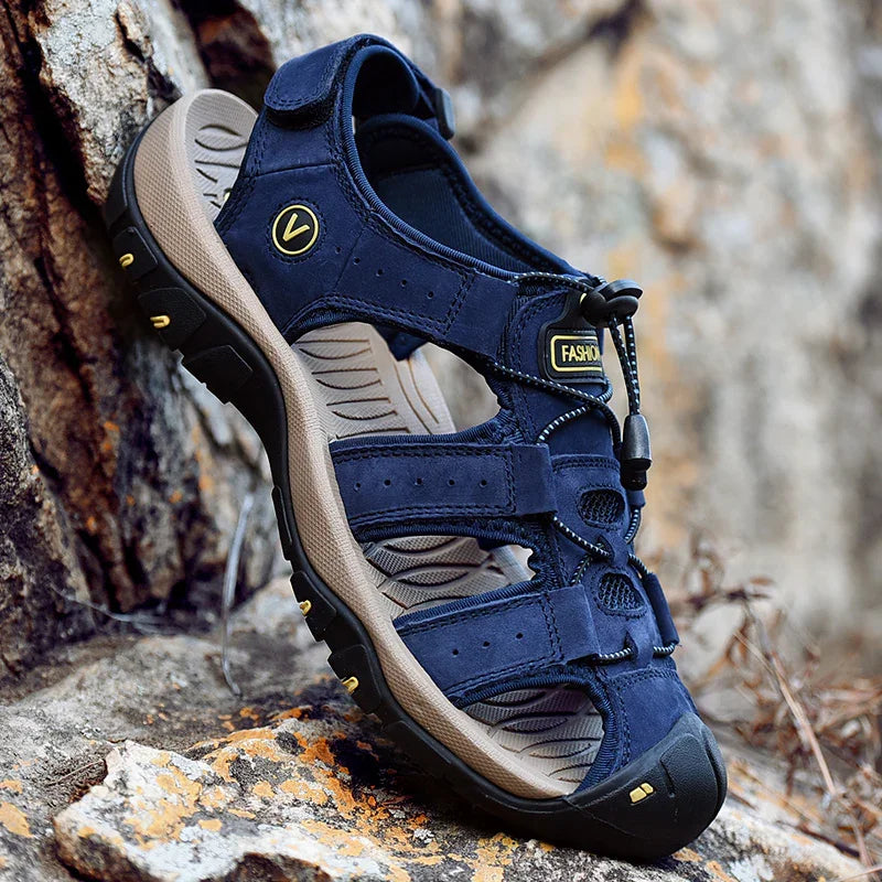 Men’s Genuine Leather Summer Sandals – Casual Outdoor Beach Shoes - Evallys.com